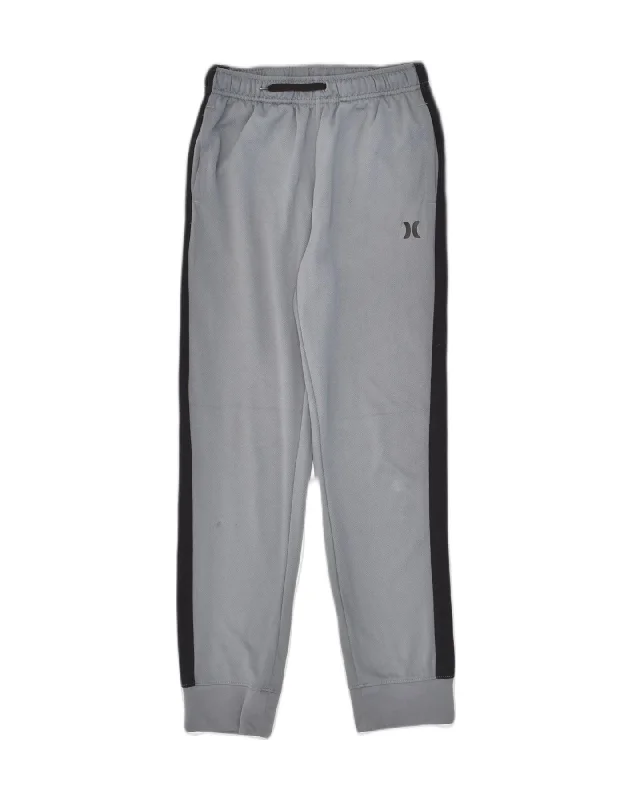 HURLEY Womens Tracksuit Trousers Large Grey Colourblock Polyester