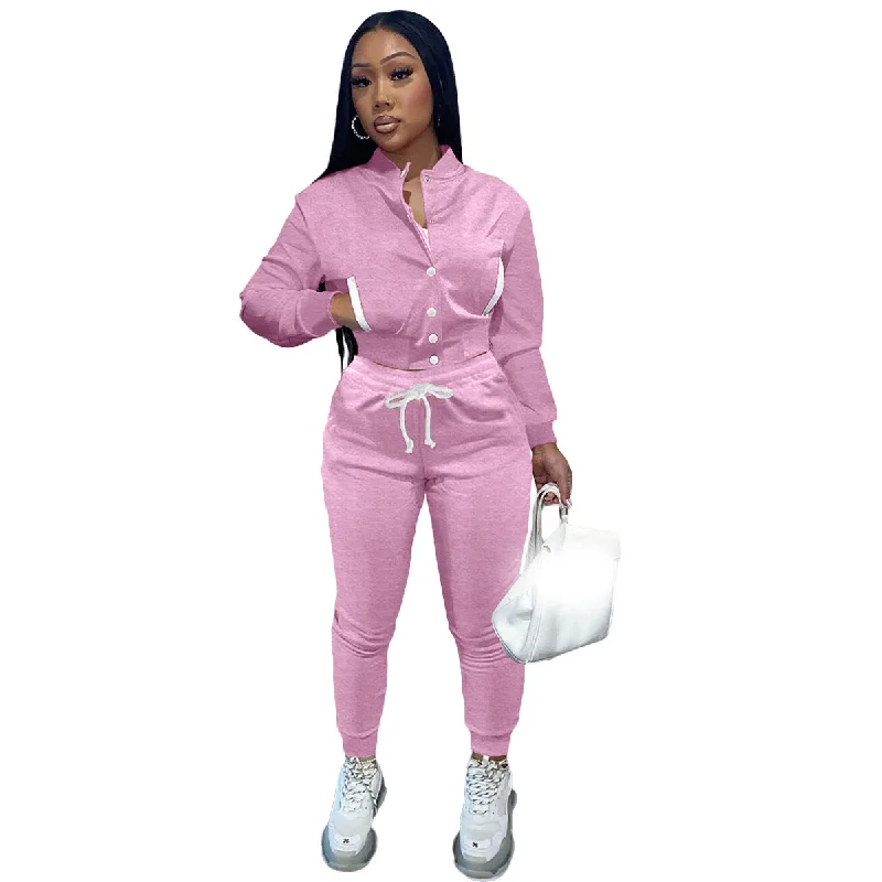 track suits women winter nude sweatsuit set baseball style fleece tracksuits for women